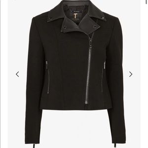 New Ted Baker Topas  Faux leather collar biker jacket